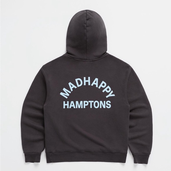 Madhappy Hampton’s sweatshirt hoodie and black grey and blue